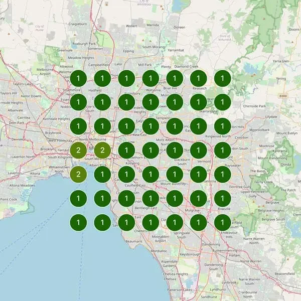 Published Melbourne local search ranking grid after optimization