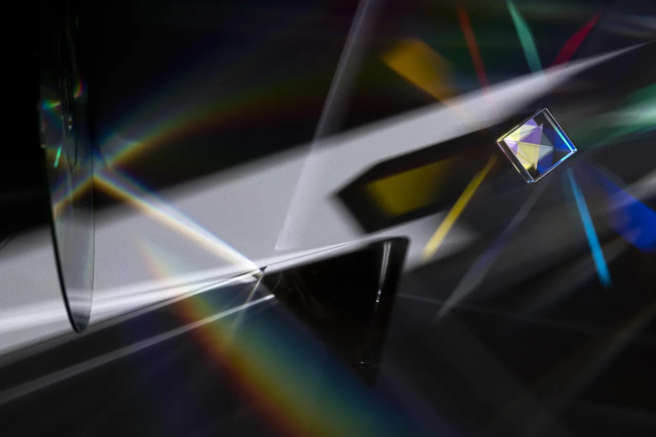 Light dispersed through a glass prism